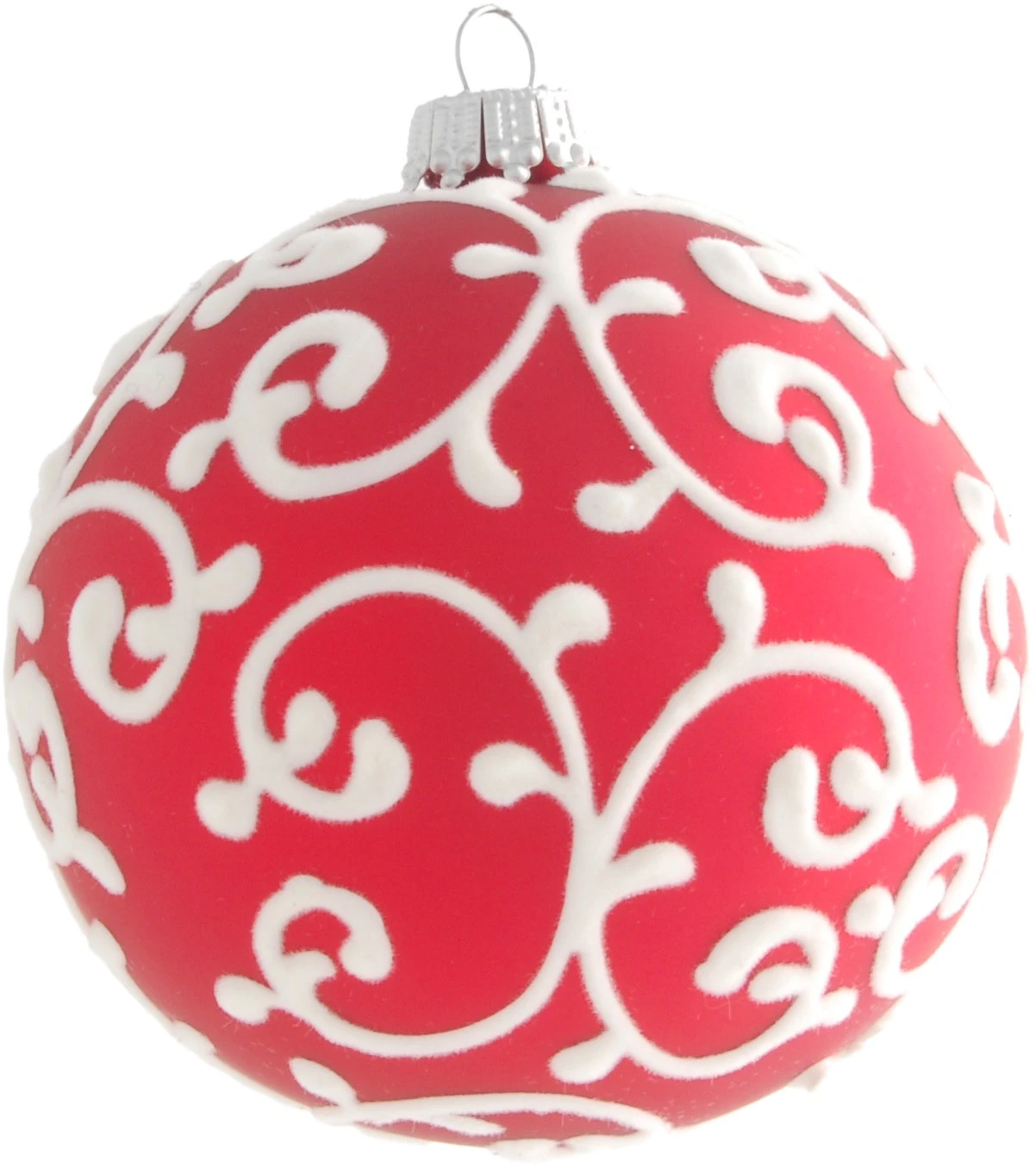 Krebs Glas Lauscha Rot matt 8cm Glaskugel mit Flockdesign 3 Krebs Glas Lauscha Rot matt 8cm Glaskugel mit Flockdesign