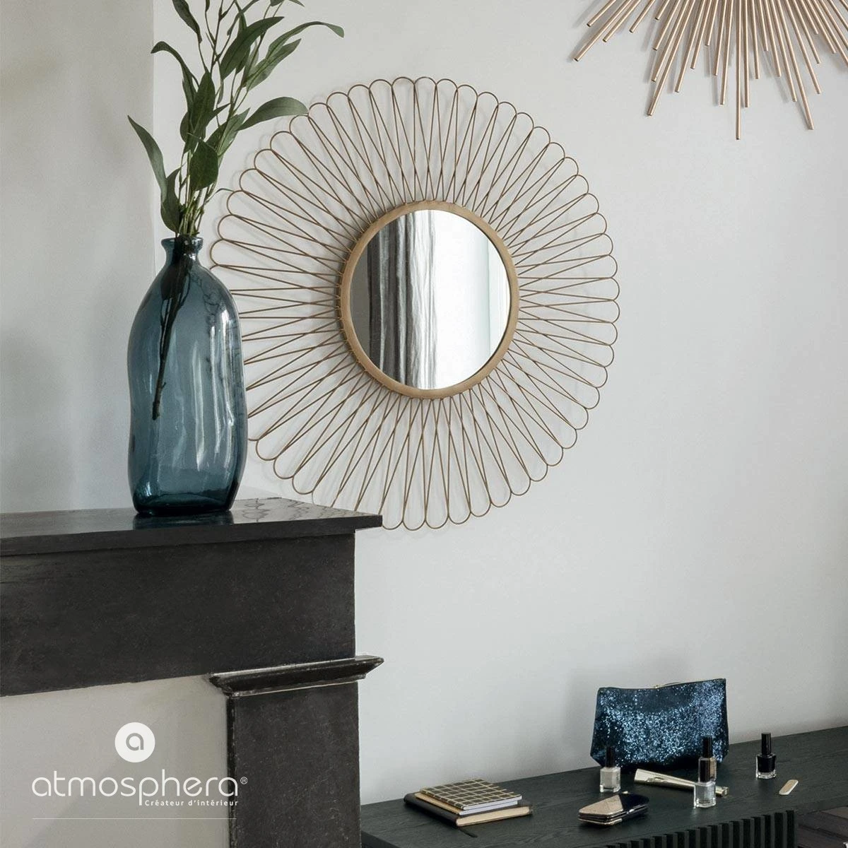 Atmosphera Créateur d'intérieur Wandspiegel Rund ⌀ 76 cm Sonne Metal 4 Atmosphera Créateur d'intérieur Wandspiegel Rund ⌀ 76 cm Sonne Metal – Bild 2