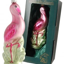 Krebs Glas Lauscha Rosa dekorierter 13cm Flamingo aus Glas