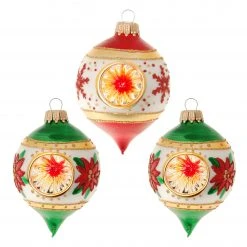 Krebs Glas Lauscha 6cm Zwiebel aus Glas mit Schneestern