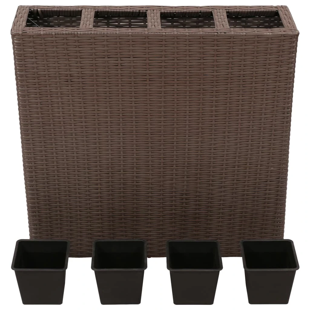 VidaXL Hochbeet - vidaXL Garten-Hochbeet mit 4 Töpfen Poly Rattan Braun 4 VidaXL Hochbeet - vidaXL Garten-Hochbeet mit 4 Töpfen Poly Rattan Braun – Bild 2