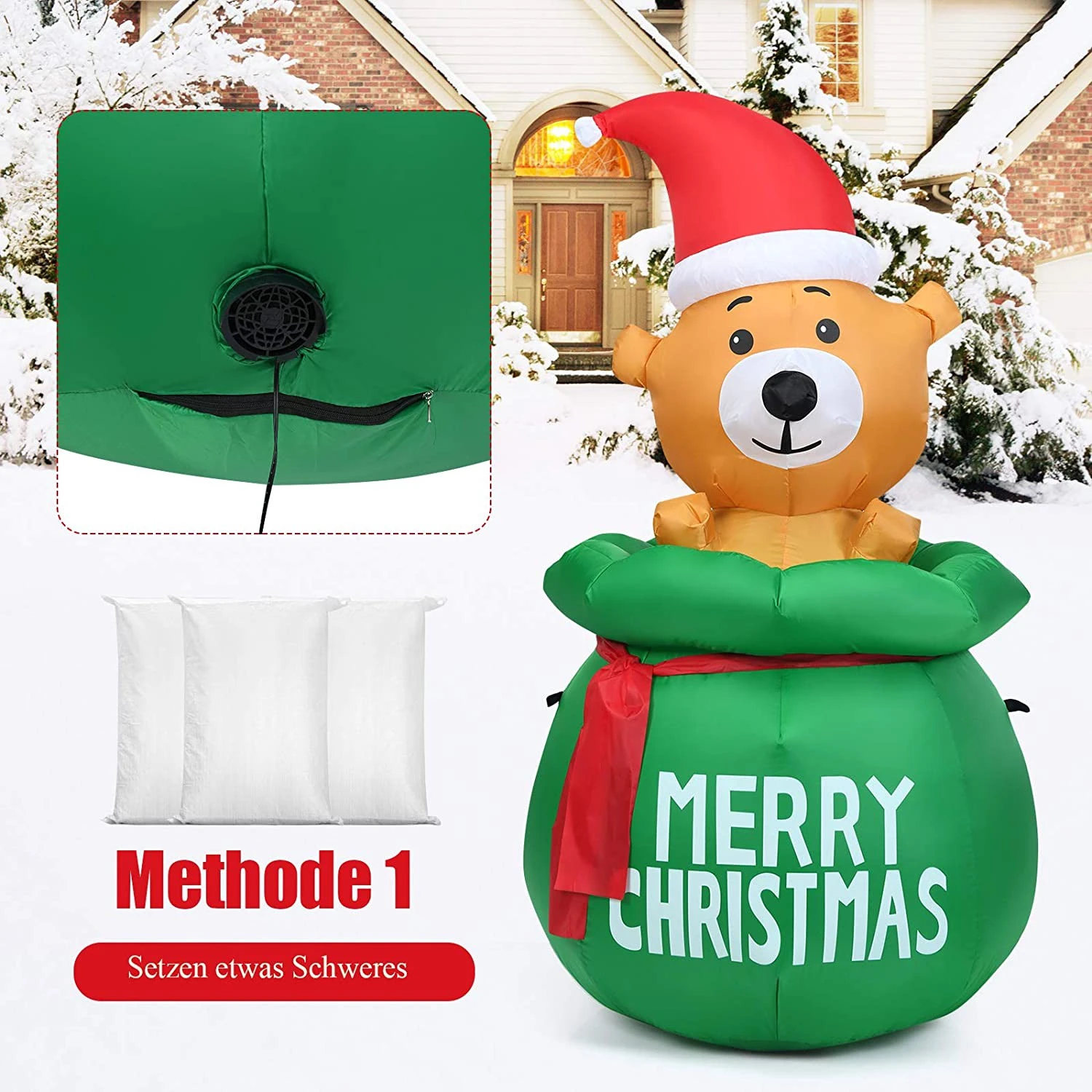 Costway 150cm Aufblasbarer Weihnachten Bär 6 Costway 150cm Aufblasbarer Weihnachten Bär – Bild 4