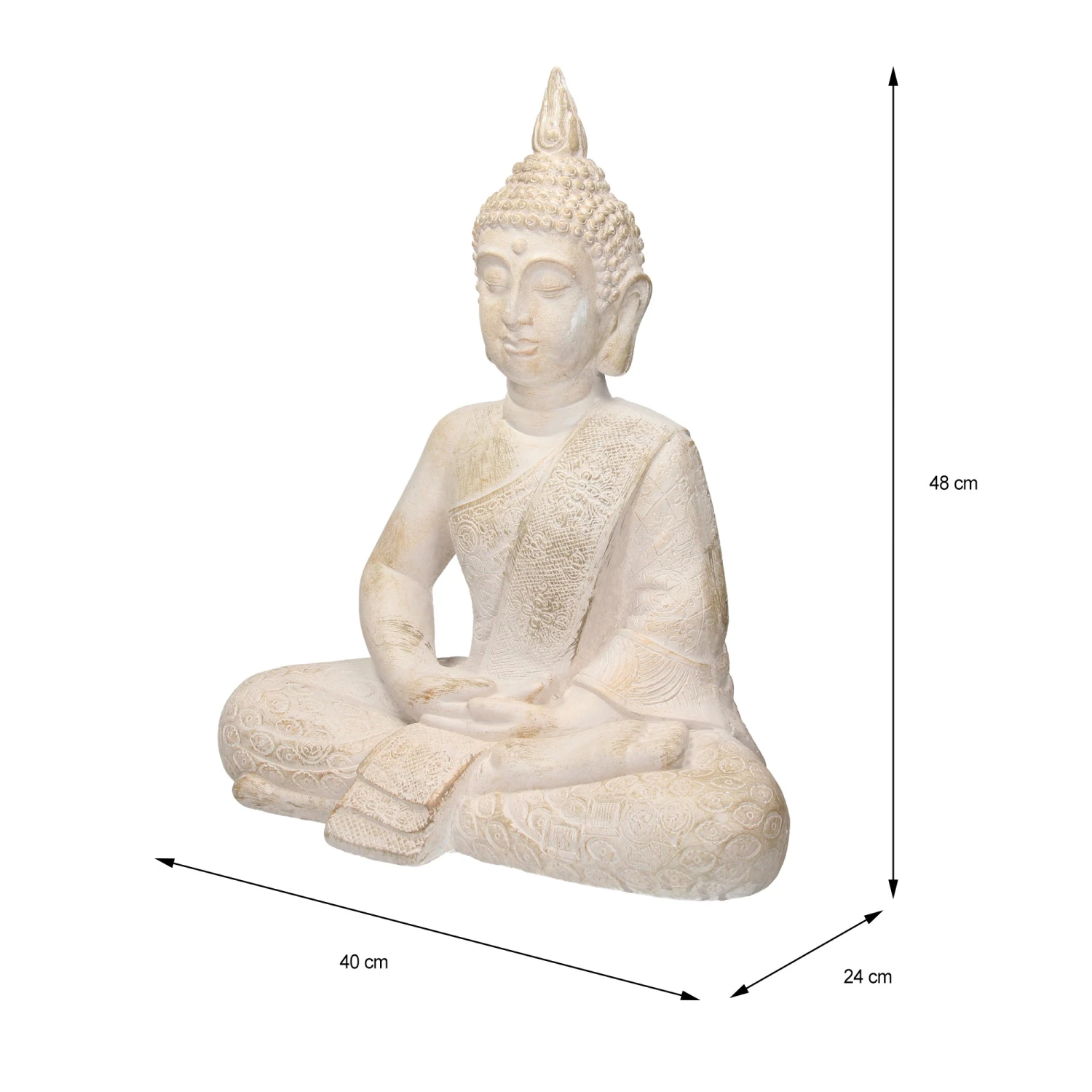 ECD Germany Buddha Figur 40x24x48 cm Beige/Grau 7 ECD Germany Buddha Figur 40x24x48 cm Beige/Grau – Bild 5