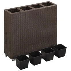 VidaXL Garten-Hochbeet - vidaXL Garten-Hochbeet mit 4 Töpfen 80x22x79 cm Poly Rattan Braun -Günstiges Deko Geschäft d07a5651a21c4317876d044974d4bfa8