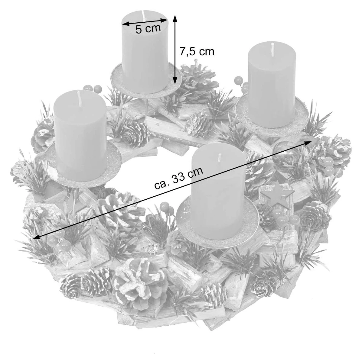 Adventskranz HWC-H50 Holz mit Kerzen rot - Inkl. 4x Kerzen rot 8 Adventskranz HWC-H50 Holz mit Kerzen rot - Inkl. 4x Kerzen rot – Bild 6