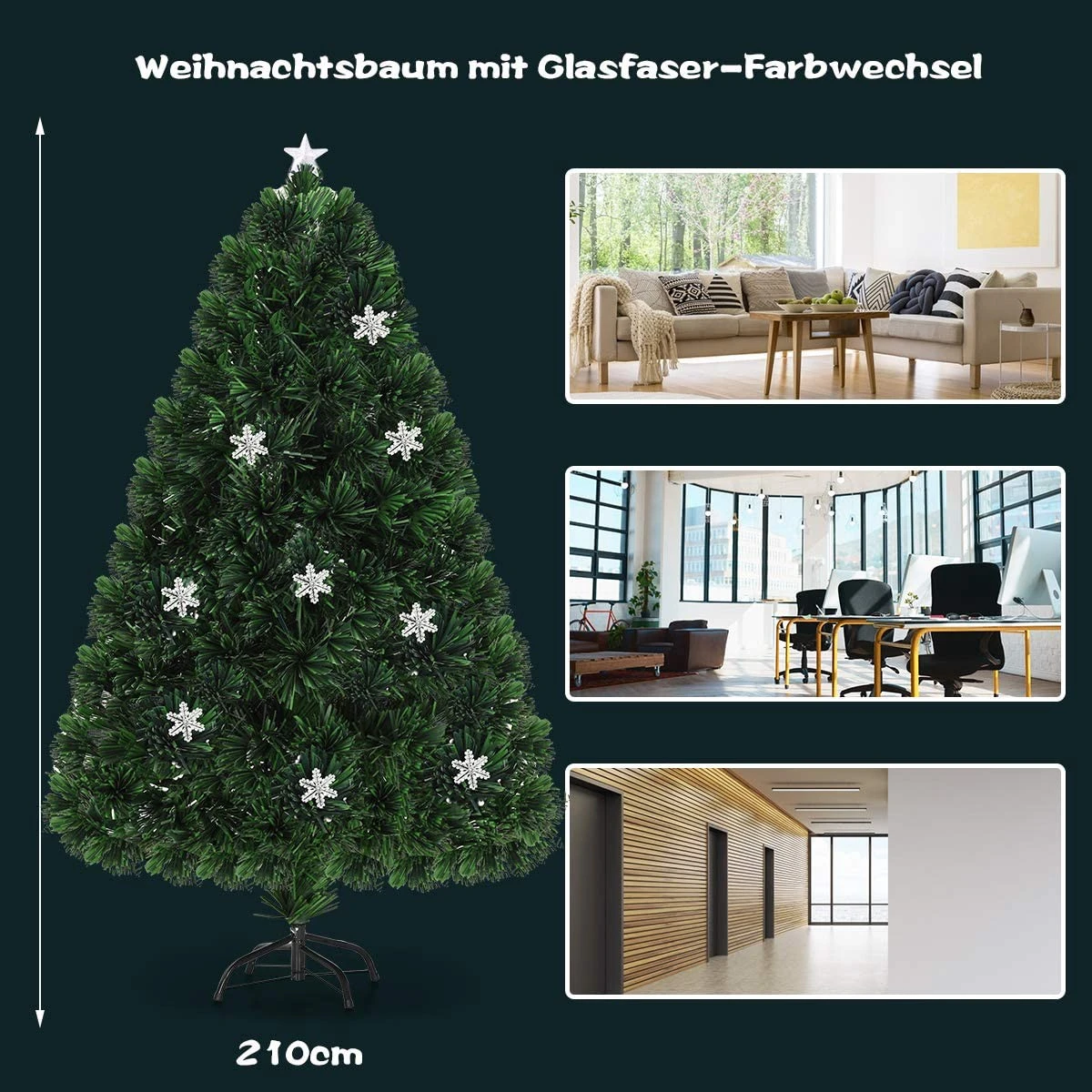 Costway 210cm LED Künstlicher Weihnachtsbaum 8 Costway 210cm LED Künstlicher Weihnachtsbaum – Bild 6