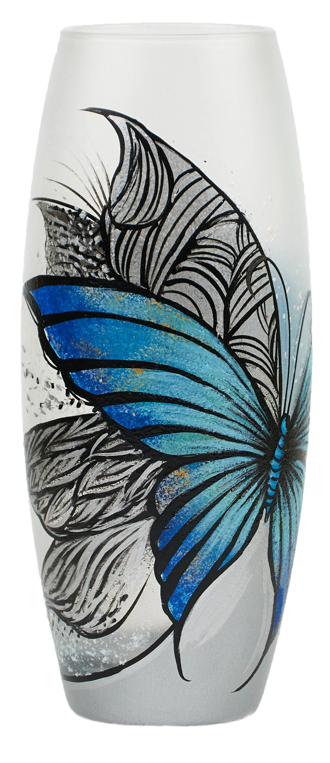 7ART Handbemalte Glasvase - Große Bodenvase aus Glas 40 cm 3 7ART Handbemalte Glasvase - Große Bodenvase aus Glas 40 cm