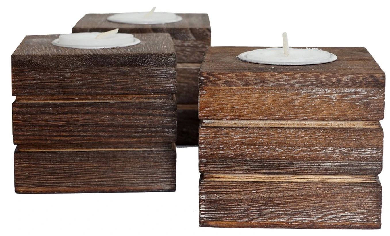 HWC Teelichthalter Leuca (3er Set) - Braun 4 HWC Teelichthalter Leuca (3er Set) - Braun – Bild 2