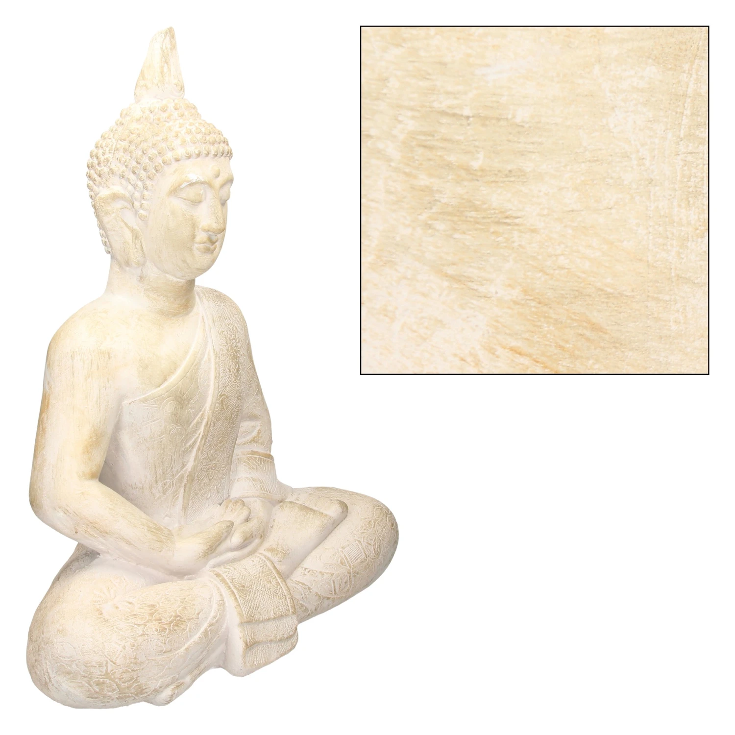 ECD Germany Buddha Figur 51x29x64 cm Beige/Grau 6 ECD Germany Buddha Figur 51x29x64 cm Beige/Grau – Bild 4