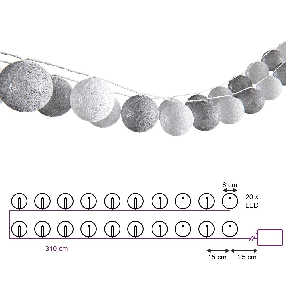 Vicco Lichterkette „Cotton Balls“ Grau 9 Vicco Lichterkette „Cotton Balls“ Grau – Bild 7