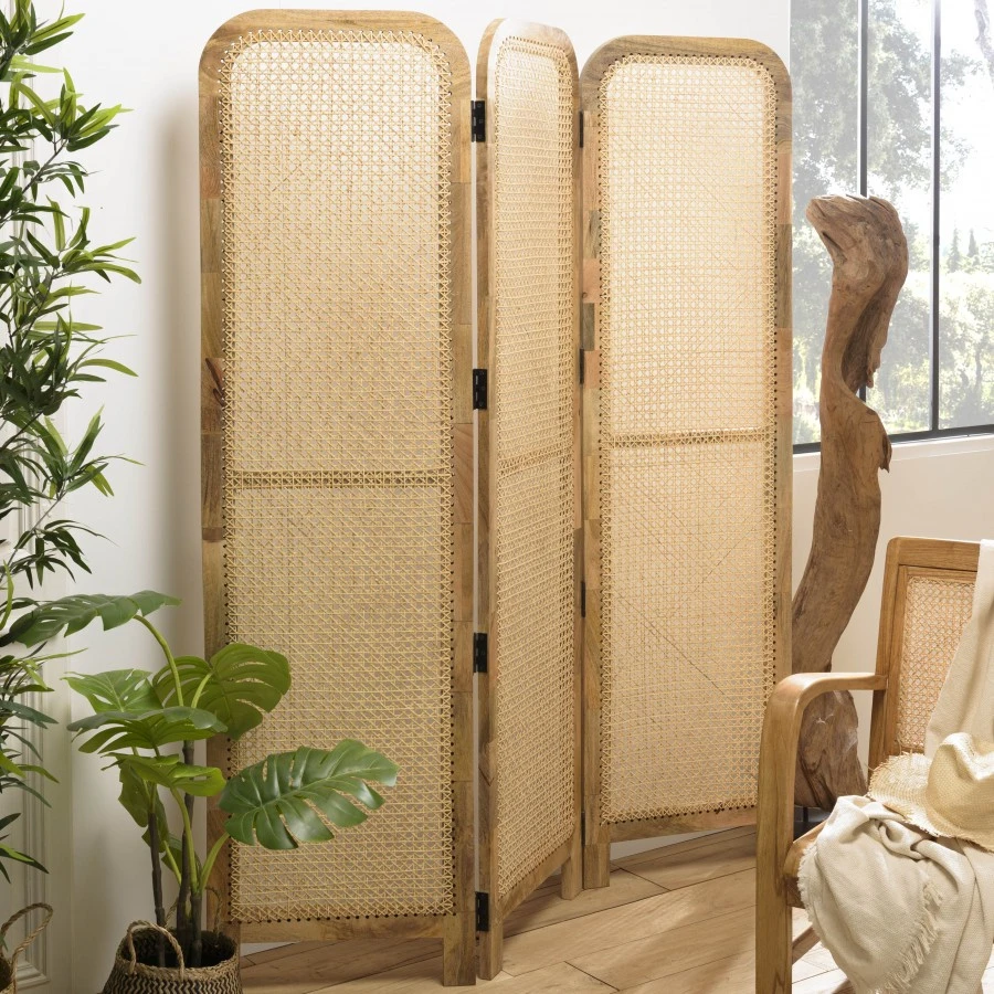 Macabane Paravent braun Mangoholz 5 Macabane Paravent braun Mangoholz – Bild 3
