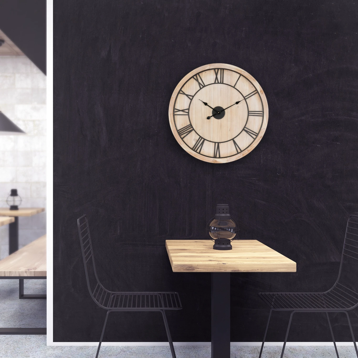 ECD Germany Große Wanduhr Ø 76 cm Pinienoptik 4 ECD Germany Große Wanduhr Ø 76 cm Pinienoptik – Bild 2