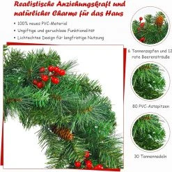 Costway 60cm künstlicher Weihnachtskranz LED 12 Costway 60cm künstlicher Weihnachtskranz LED -Günstiges Deko Geschäft de1fac50bc474f06bd8c469df95f833d