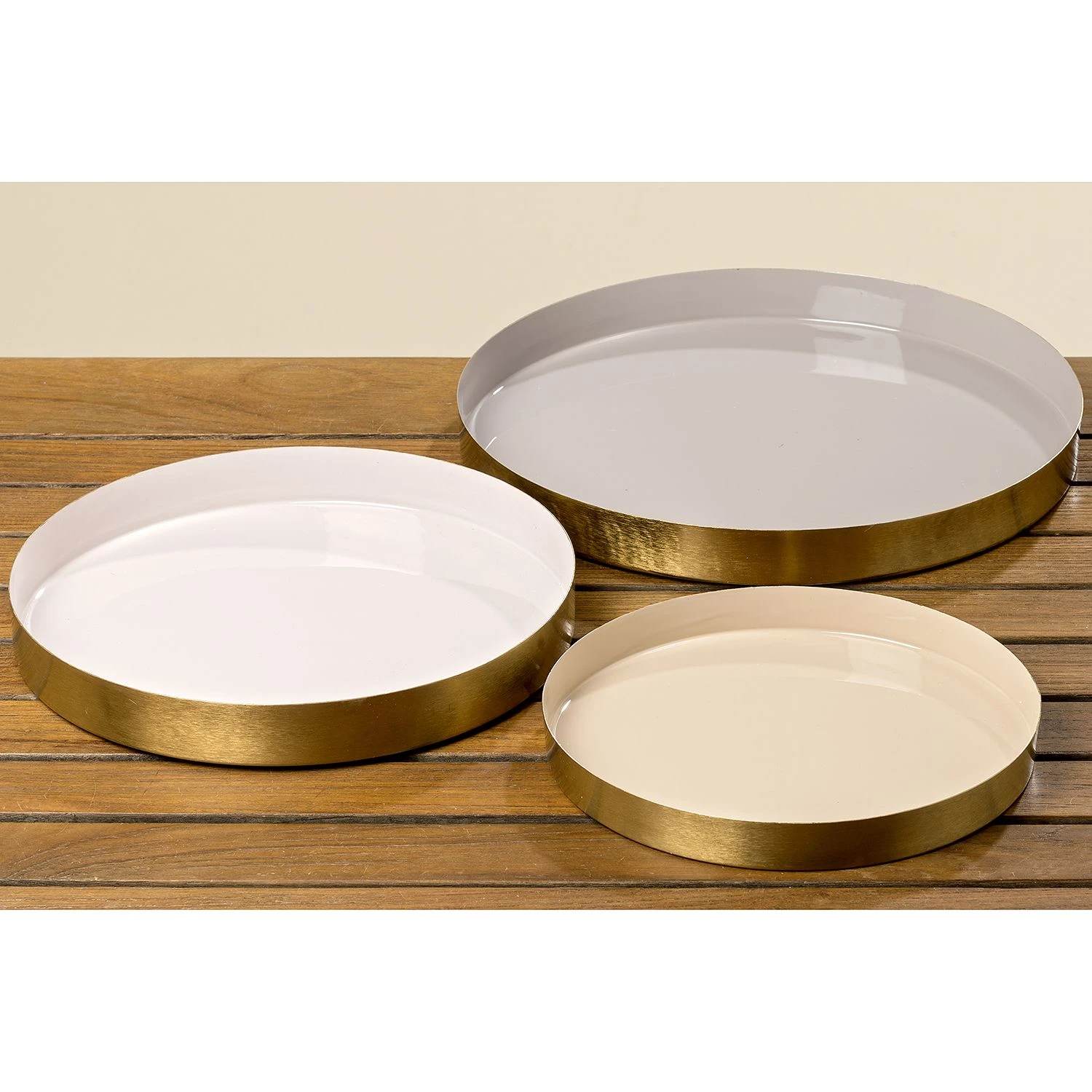 Boltze Deko-Tablett Ayra (3-teilig) - Eisen - Gold / Pastell 4 Boltze Deko-Tablett Ayra (3-teilig) - Eisen - Gold / Pastell – Bild 2