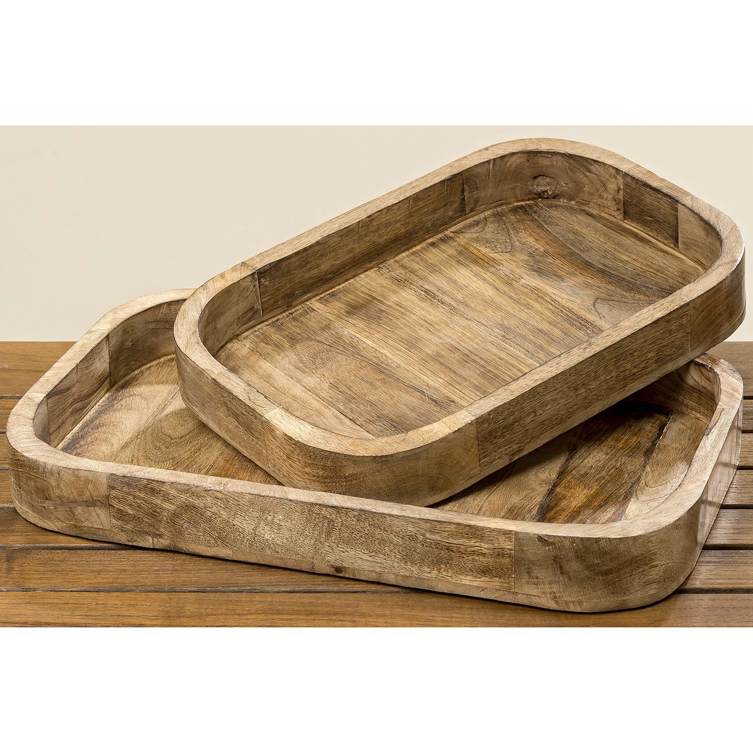 Boltze Deko-Tablett Tikko (2-teilig) - Mango massiv 4 Boltze Deko-Tablett Tikko (2-teilig) - Mango massiv – Bild 2