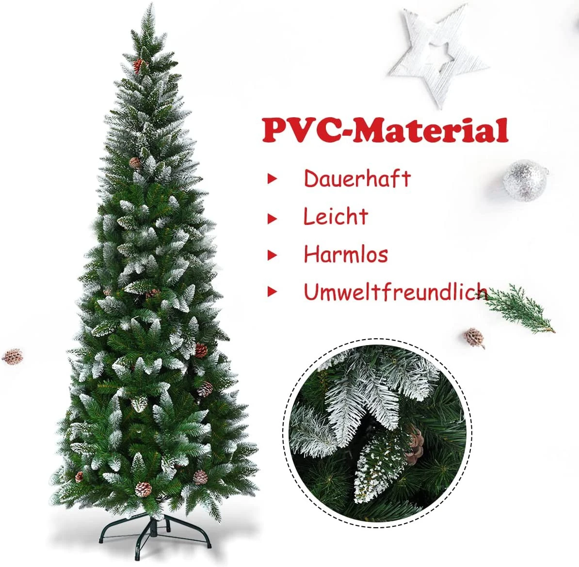 Costway 220cm Künstlicher Weihnachtsbaum 7 Costway 220cm Künstlicher Weihnachtsbaum – Bild 5