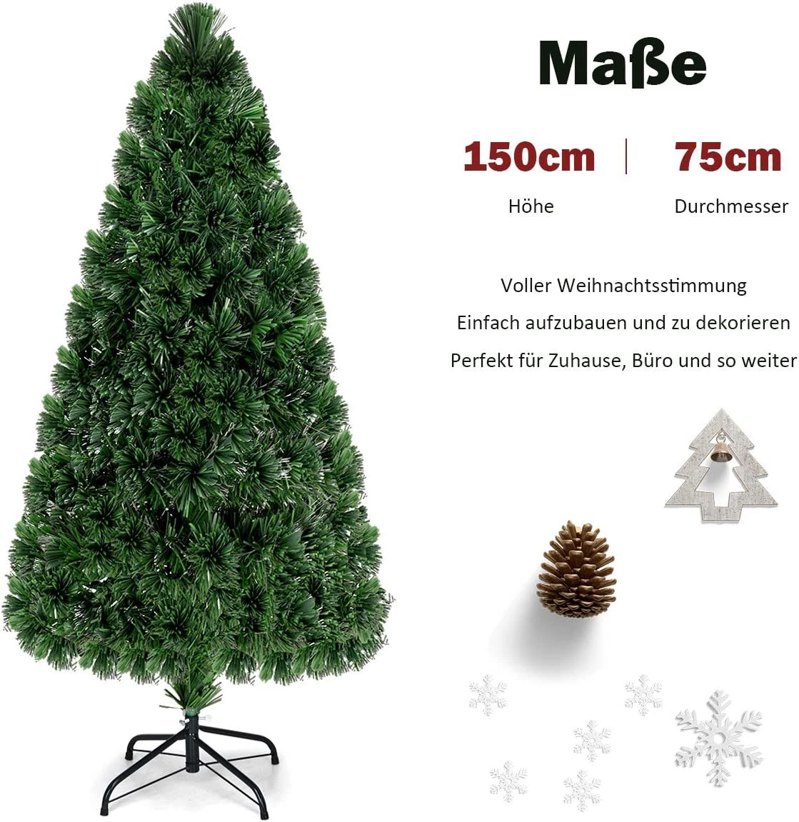 Costway 150cm Künstlicher Halber Weihnachtsbaum 8 Costway 150cm Künstlicher Halber Weihnachtsbaum – Bild 6