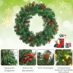 Costway 60cm künstlicher Weihnachtskranz LED 10 Costway 60cm künstlicher Weihnachtskranz LED -Günstiges Deko Geschäft e5a3761dcd71405db7308253f5980305