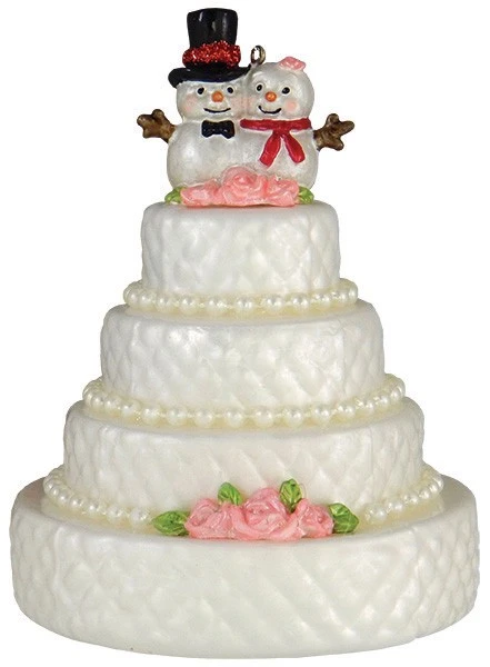 Krebs Glas Lauscha Hochzeitstorte mit Schneemann 13cm 3 Krebs Glas Lauscha Hochzeitstorte mit Schneemann 13cm