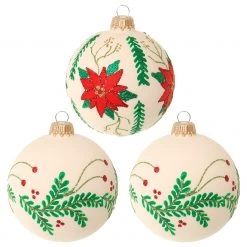 Krebs Glas Lauscha 8cm Glaskugel mit Weihnachtsstern