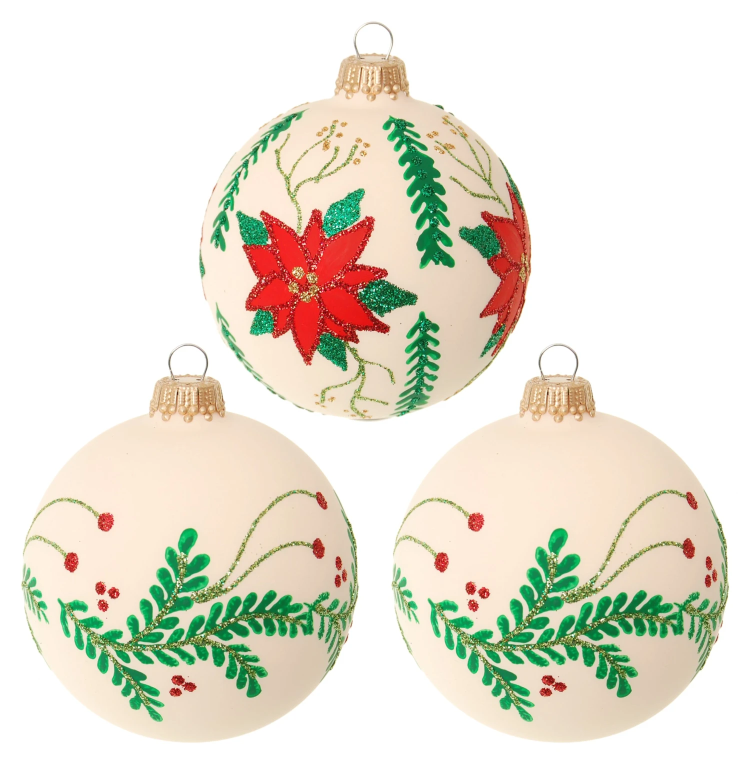 Krebs Glas Lauscha 8cm Glaskugel mit Weihnachtsstern 3 Krebs Glas Lauscha 8cm Glaskugel mit Weihnachtsstern