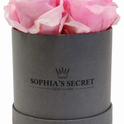 Flowforia Rosenbox rund grau rosa Rose 10 cm