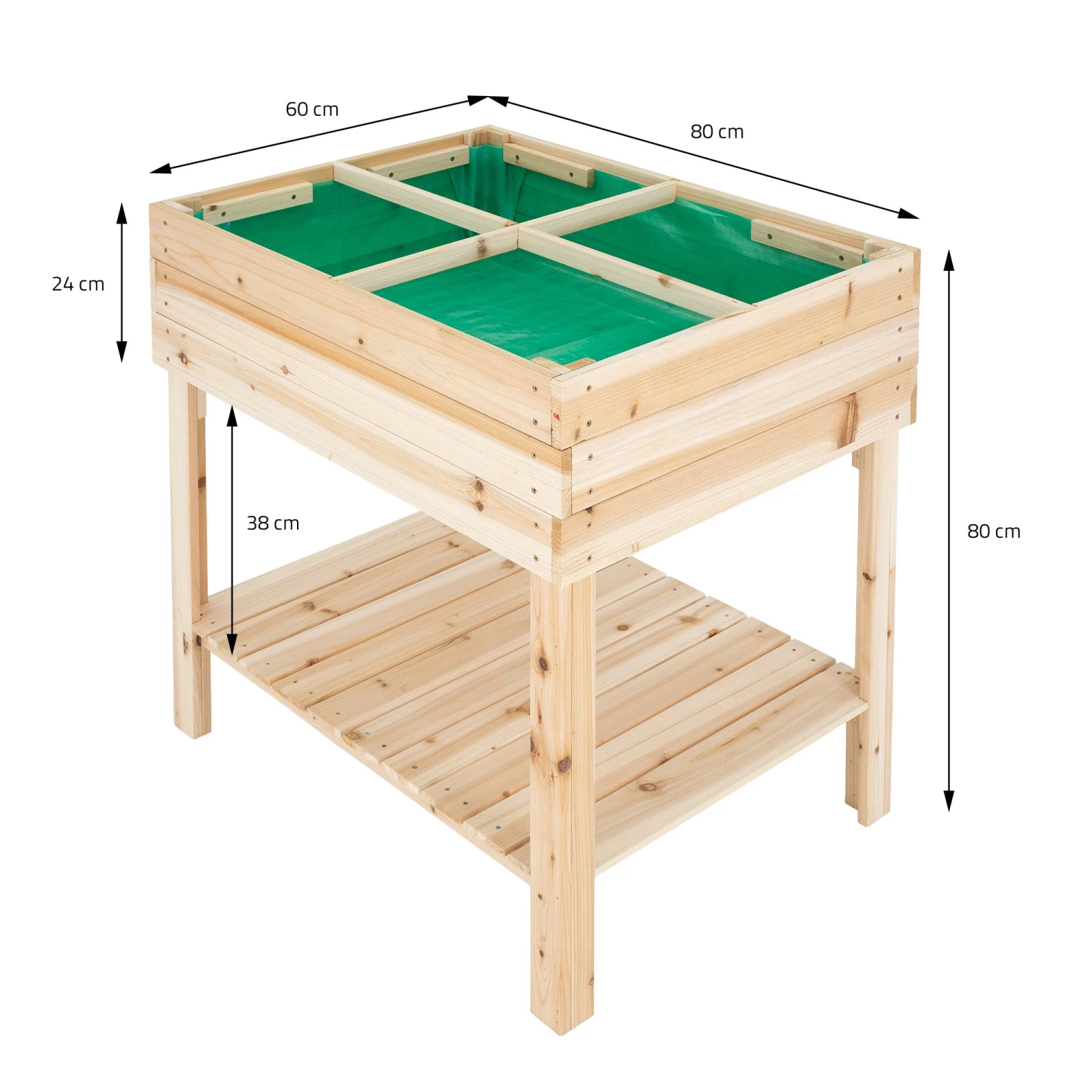 ECD Germany Hochbeet mit Ablage 80x60x80 cm Natur 7 ECD Germany Hochbeet mit Ablage 80x60x80 cm Natur – Bild 5