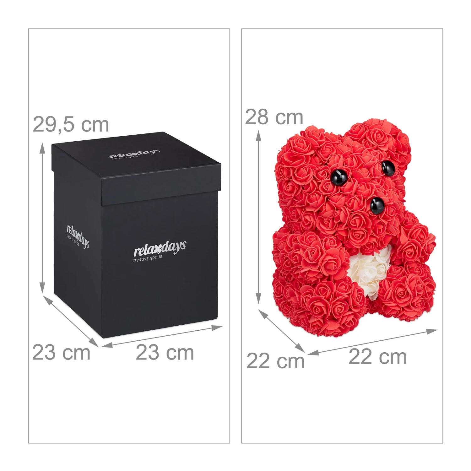 Relaxdays Roter Rosen Teddybär mit Geschenkbox 11 Relaxdays Roter Rosen Teddybär mit Geschenkbox – Bild 9