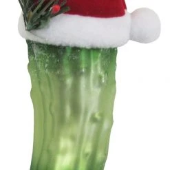 Krebs Glas Lauscha 14cm Weihnachtsgurke mit Stoffhut