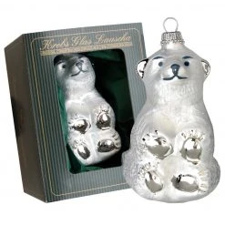Krebs Glas Lauscha Eislack 10cm Kleiner Eisbär aus Glas