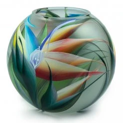 7ART Handbemalte Glasvase - Tischvase aus Glas 16 cm