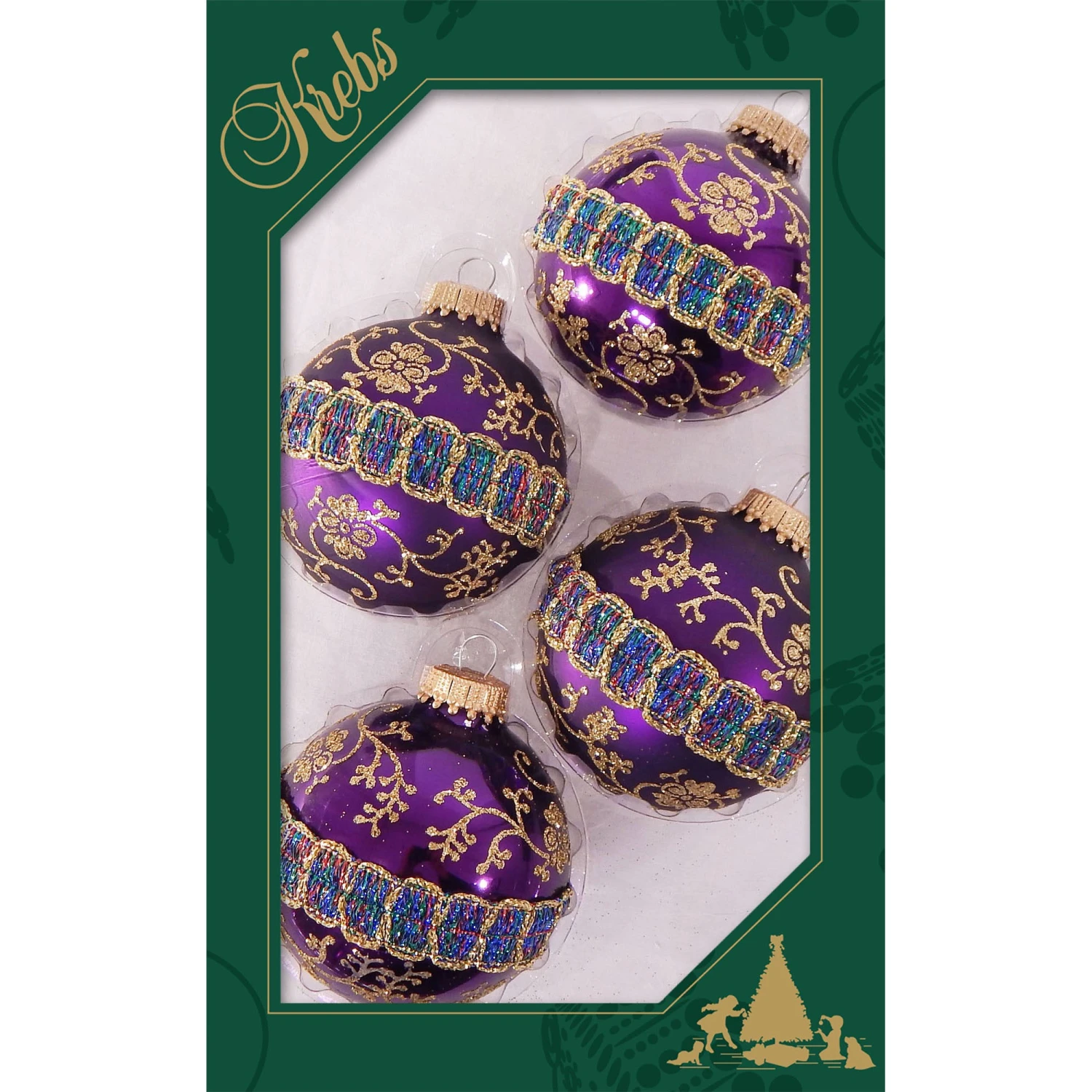 Krebs Glas Lauscha 7cm Glaskugel mit Glitterband & Borte 4 Krebs Glas Lauscha 7cm Glaskugel mit Glitterband & Borte – Bild 2