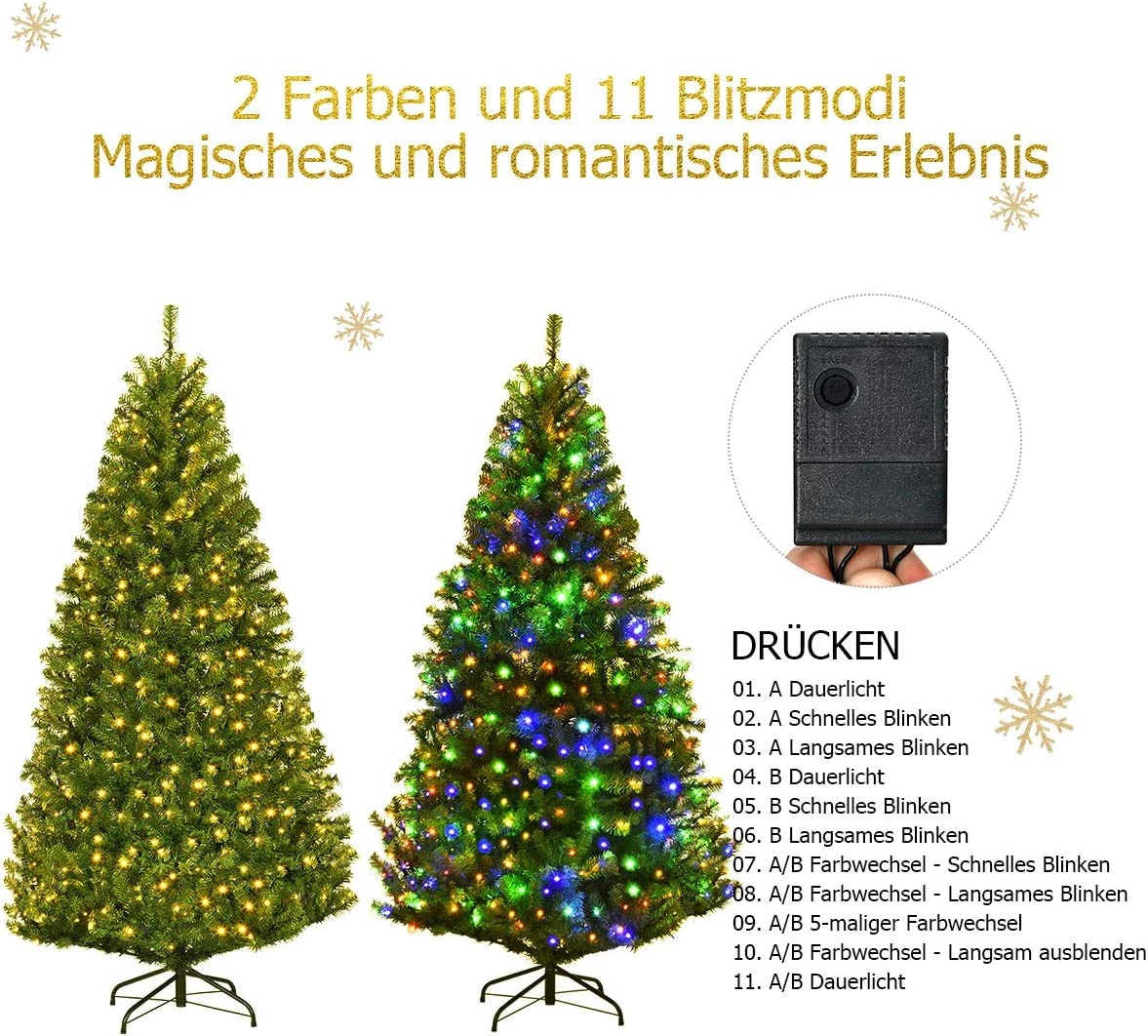 Costway 180cm LED Künstlicher Weihnachtsbaum 5 Costway 180cm LED Künstlicher Weihnachtsbaum – Bild 3