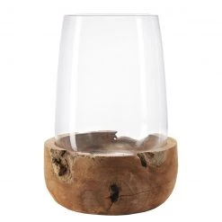 Leonardo Windlicht Tehra - Klarglas / Teak massiv - Braun